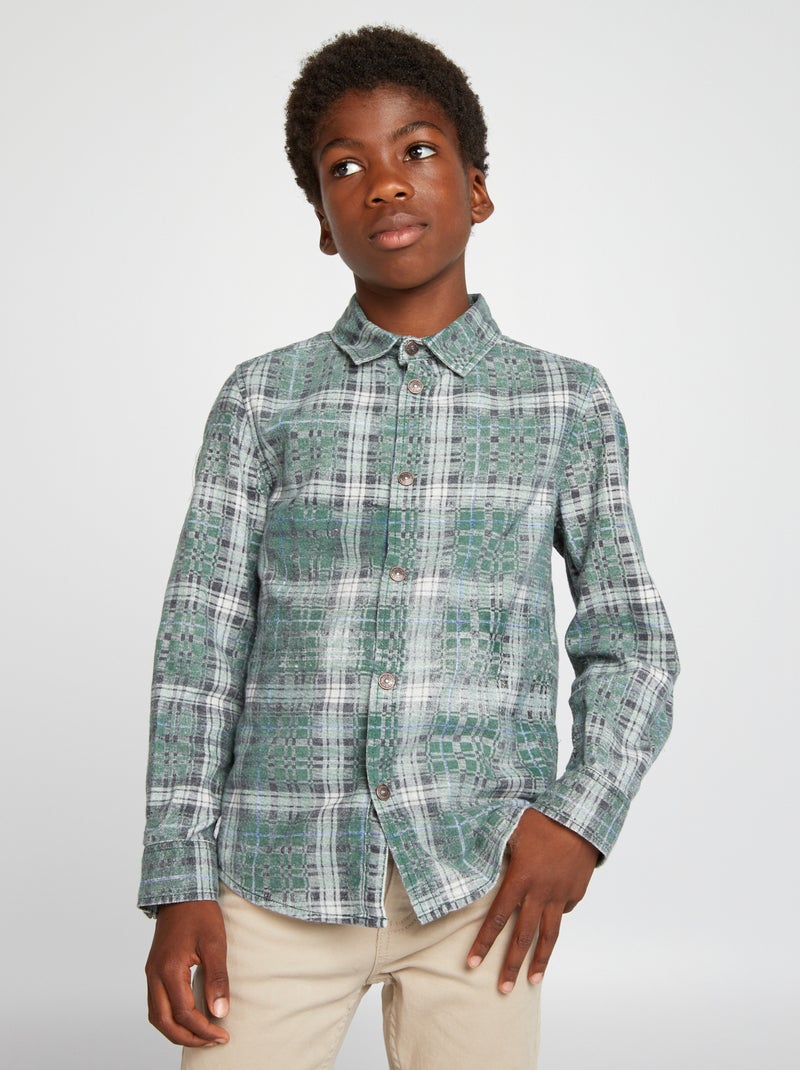 Camisa em flanela verde - Kiabi