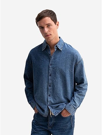 Camisa em gabardina de algodão jacquard giesto