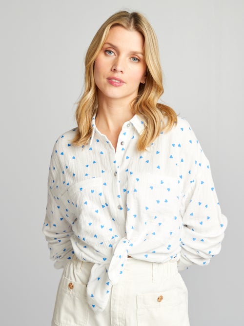 Camisa em gaze de algodão - Kiabi