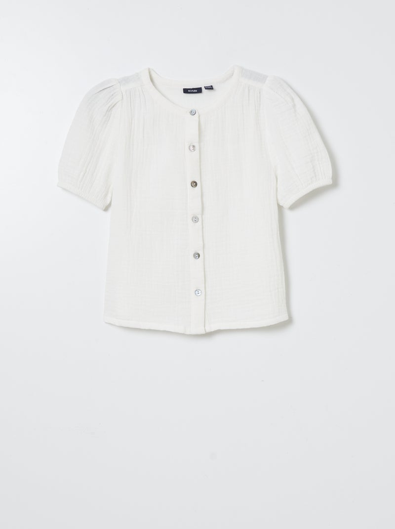 Camisa em gaze de algodão Branco - Kiabi