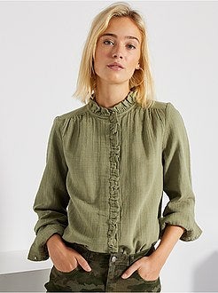 Camisa em gaze de algodão - Kiabi