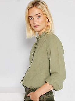 Camisa em gaze de algodão - Kiabi