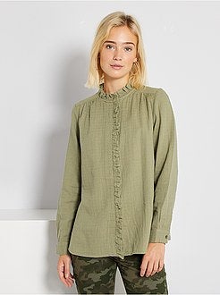 Camisa em gaze de algodão - Kiabi