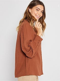 Camisa em gaze de algodão - Kiabi