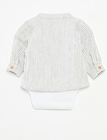 Camisa em gaze de algodão com body integrado 'Name it'