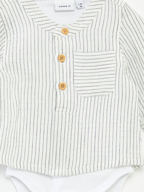 Camisa em gaze de algodão com body integrado 'Name it' - Kiabi