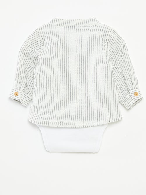 Camisa em gaze de algodão com body integrado 'Name it' - Kiabi