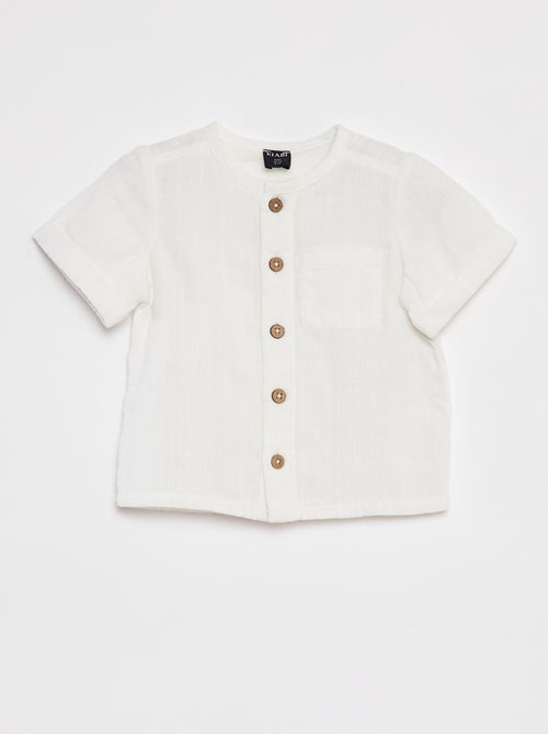 Camisa em gaze de algodão de manga curta - Kiabi