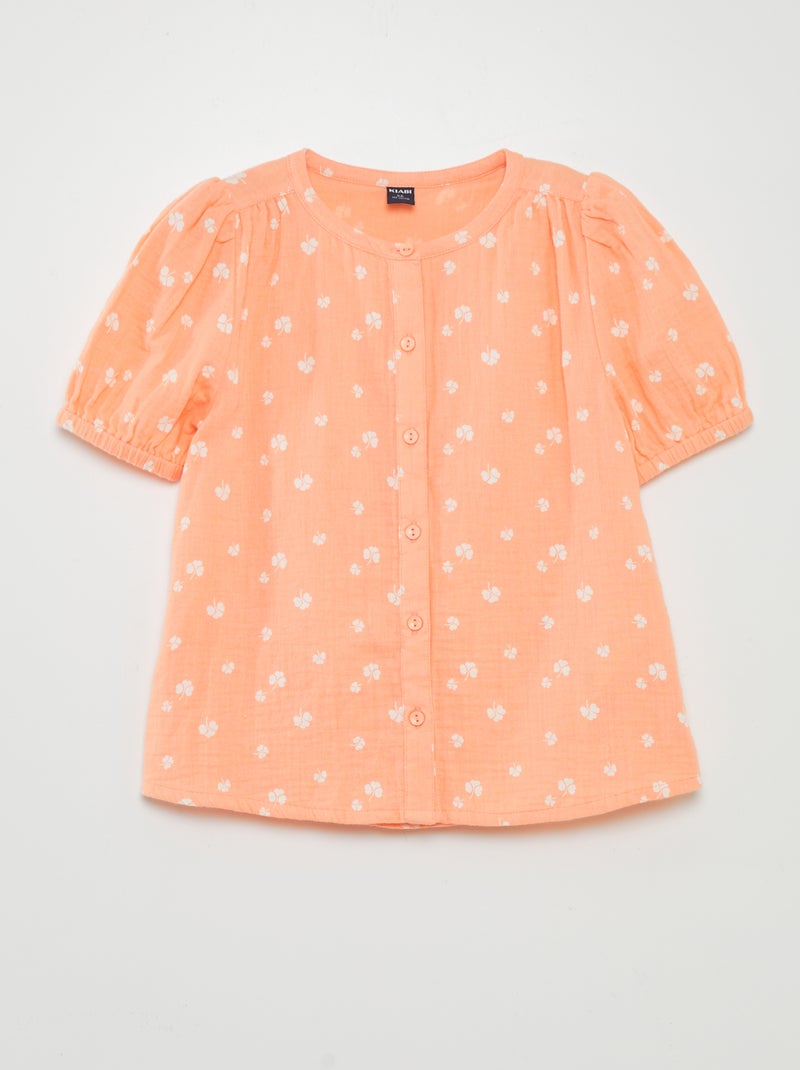 Camisa em gaze de algodão LARANJA - Kiabi