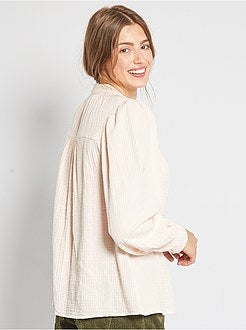 Camisa em gaze de algodão - Kiabi