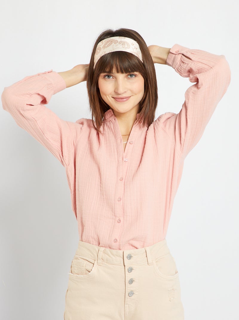 Camisa em gaze de algodão ROSA - Kiabi