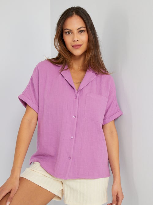 Camisa em gaze dupla de algodão - Kiabi