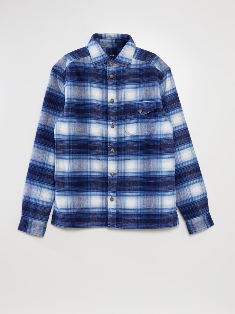 Camisa em lã com corte a direito AZUL - Kiabi