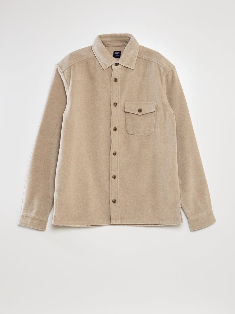 Camisa em lã com corte a direito BEGE - Kiabi
