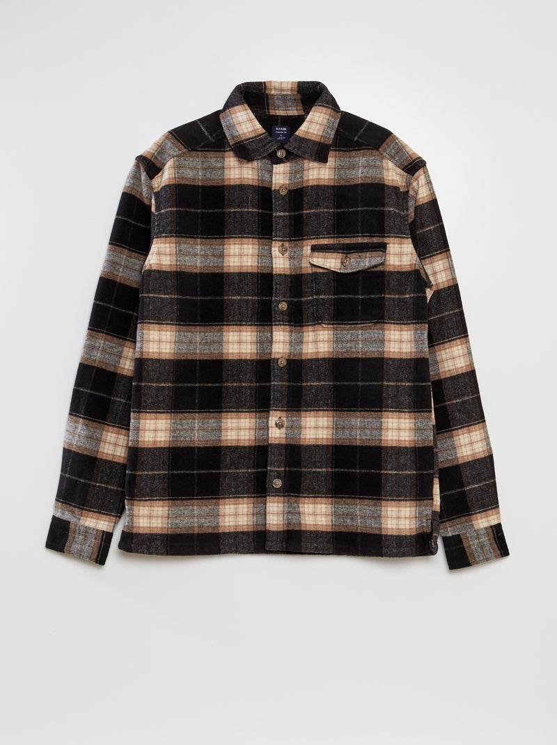 Camisa em lã com corte a direito CASTANHO - Kiabi