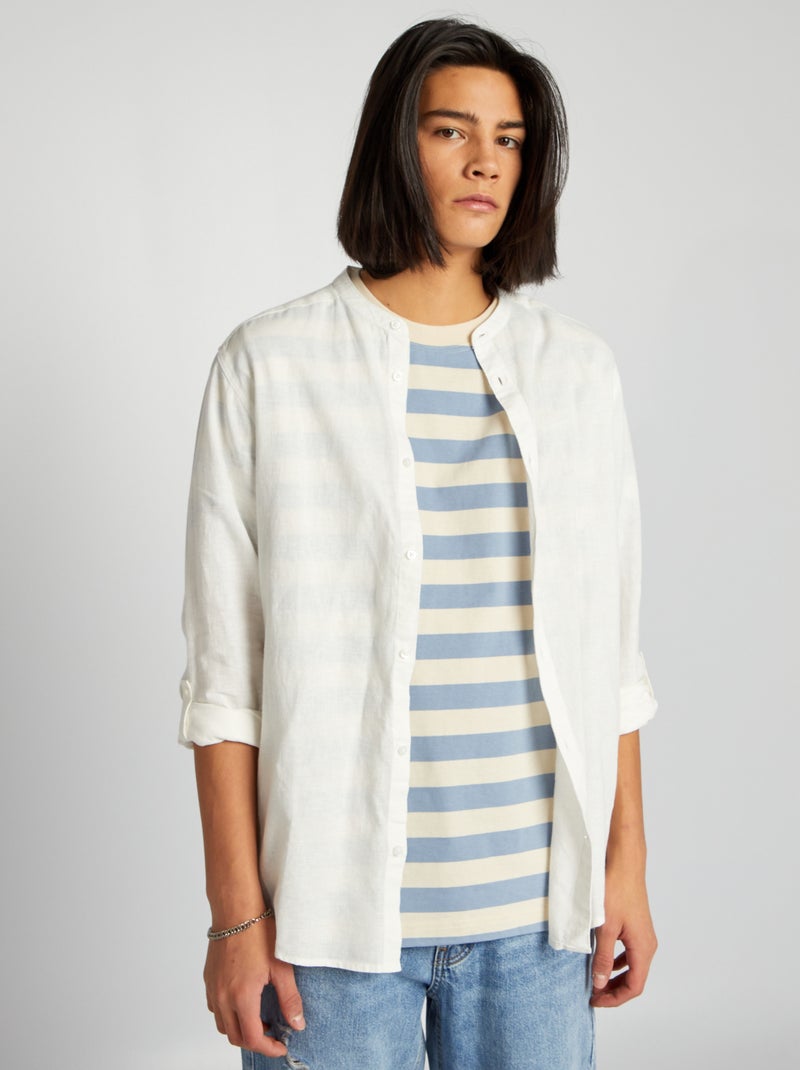 Camisa em linho Branco - Kiabi