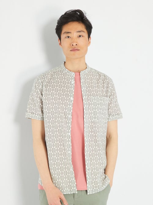 Camisa em linho com estampado - Kiabi