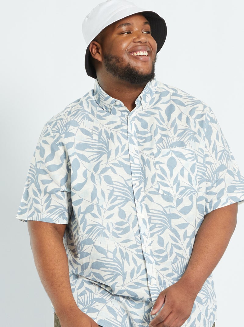 Camisa em linho com flores BRANCO - Kiabi
