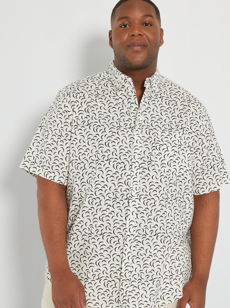 Camisa em linho com flores BRANCO - Kiabi