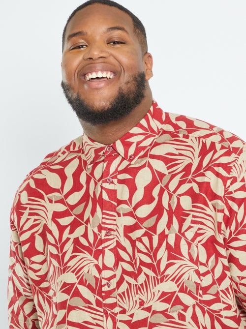 Camisa em linho com flores - Kiabi