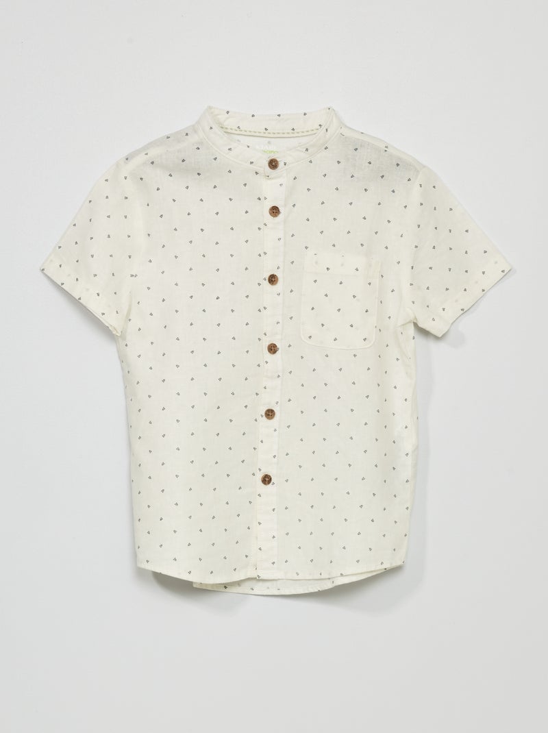 Camisa em linho com gola mao BRANCO - Kiabi