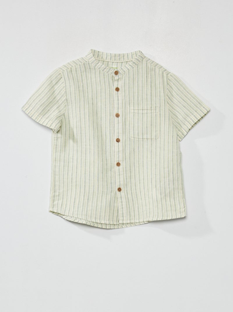 Camisa em linho com gola mao VERDE - Kiabi