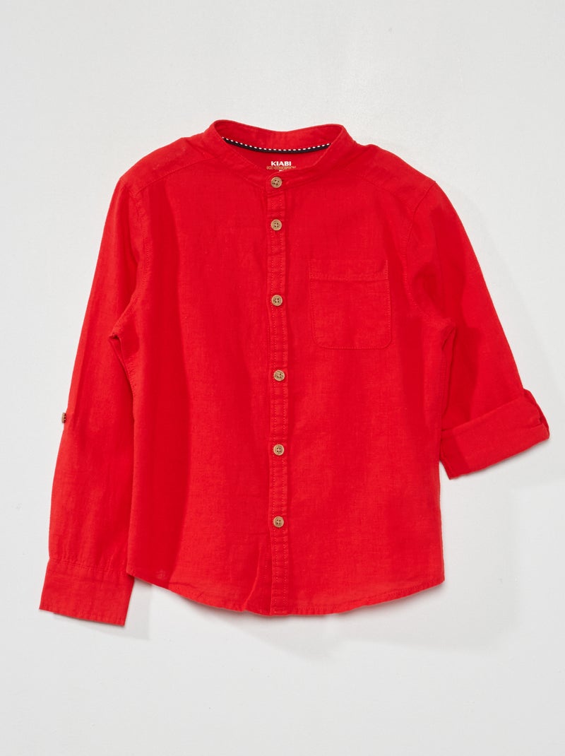 Camisa em linho com gola mao VERMELHO - Kiabi
