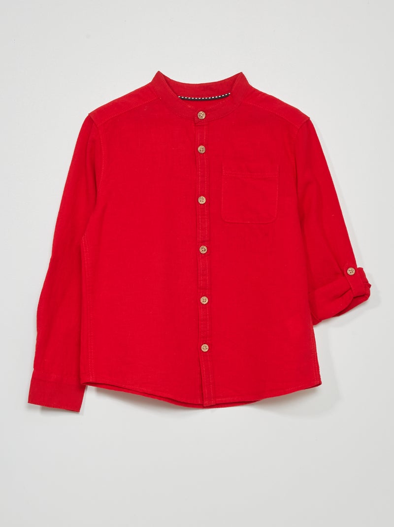 Camisa em linho com gola mao VERMELHO - Kiabi