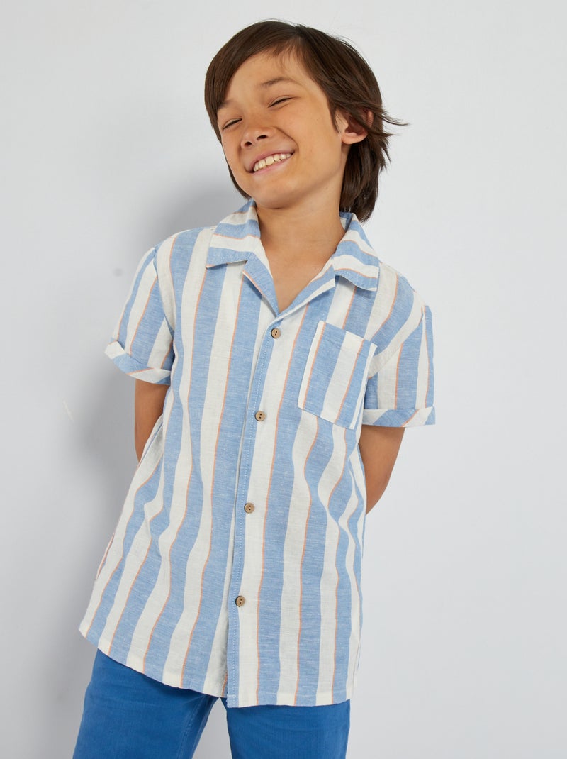 Camisa em linho de manga curta BRANCO - Kiabi