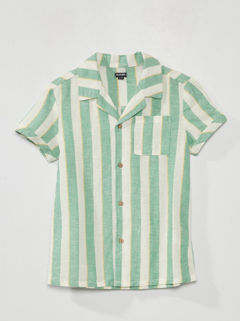Camisa em linho de manga curta BRANCO - Kiabi