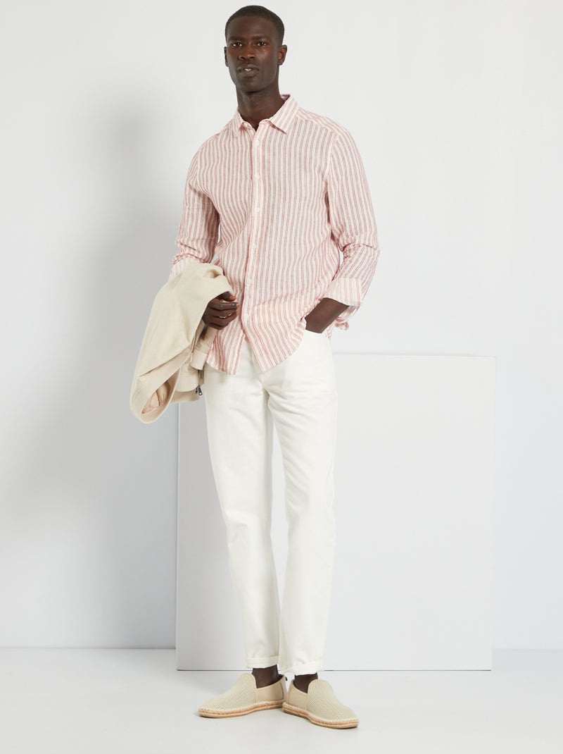 Camisa em linho e algodão BRANCO - Kiabi