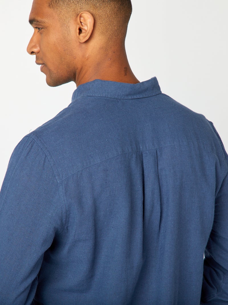 Camisa em linho misturado AZUL - Kiabi