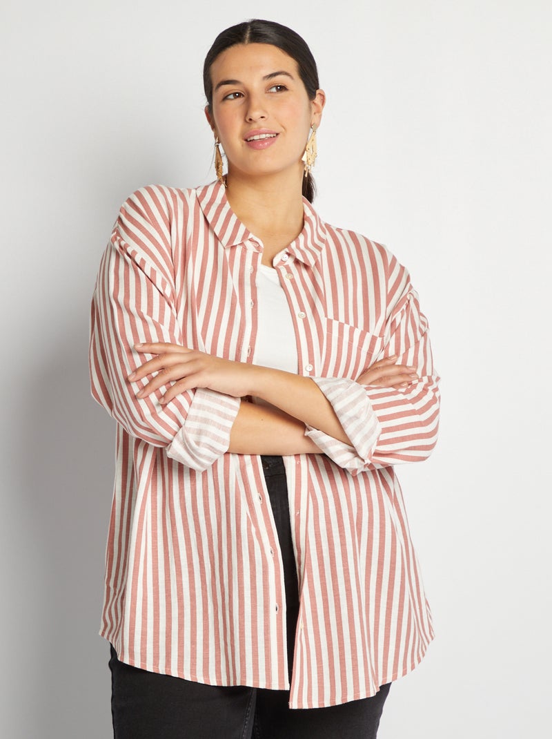 Camisa em linho misturado BEGE - Kiabi