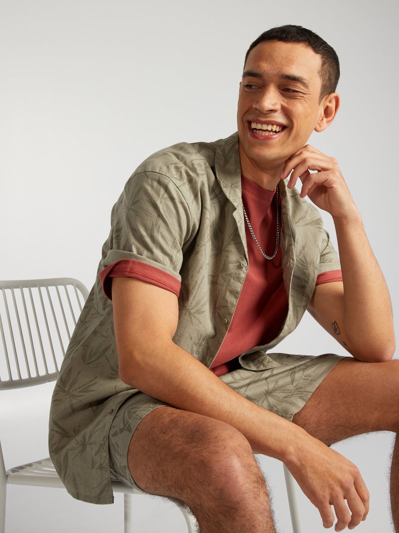 Camisa em linho misturado CAQUI - Kiabi