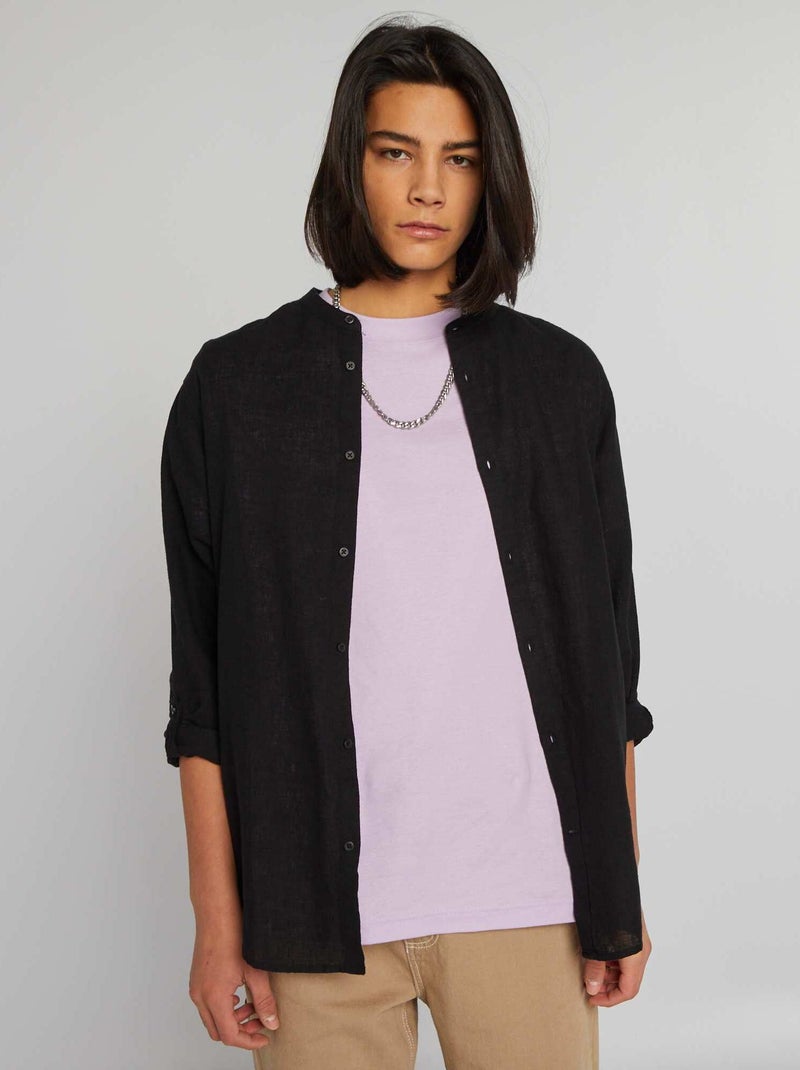 Camisa em linho Preto - Kiabi