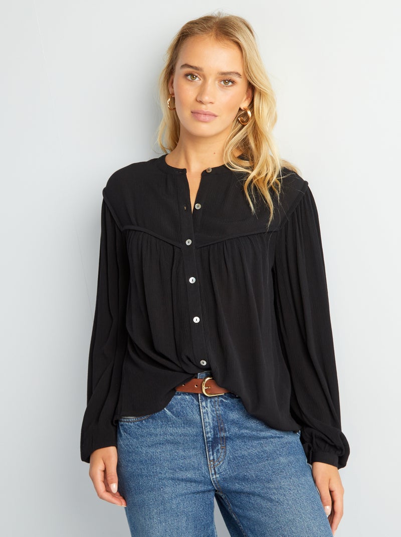 Camisa em malha crepe Preto - Kiabi