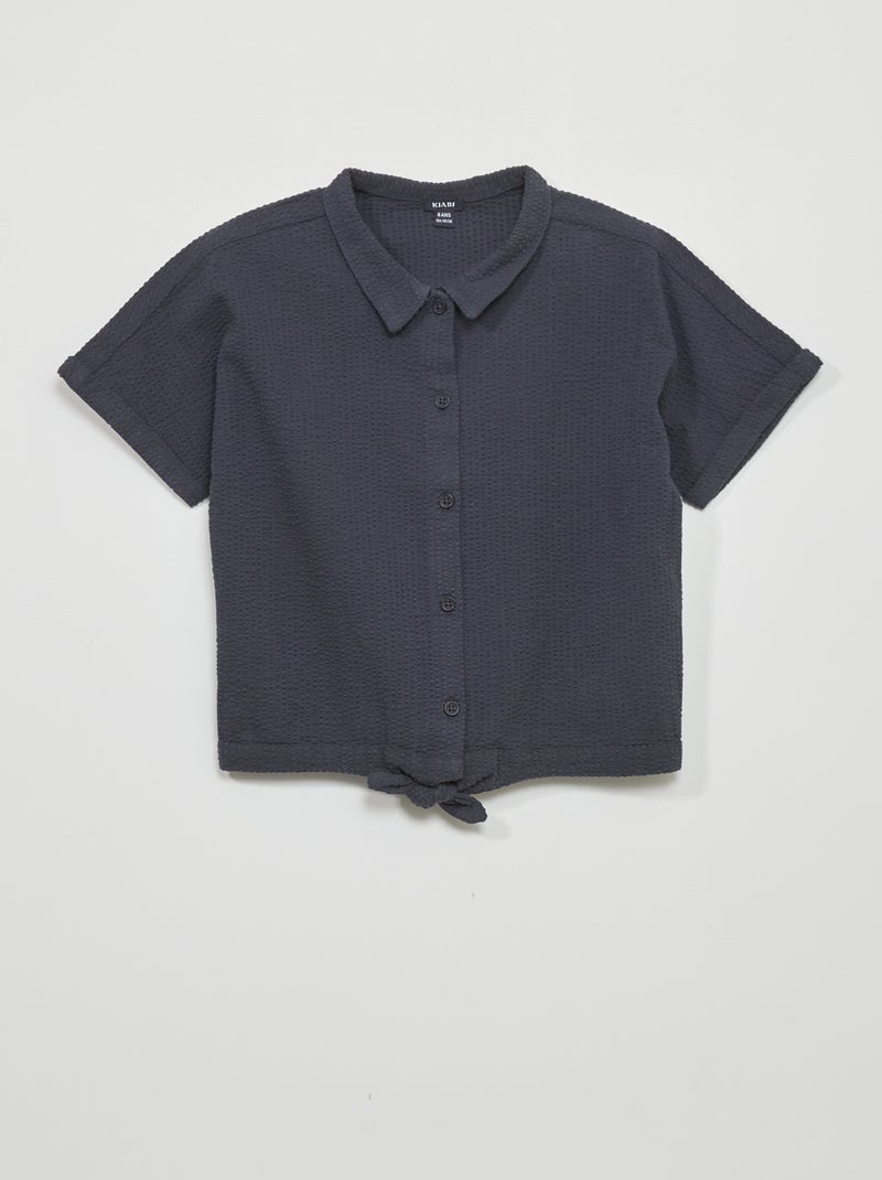 Camisa em malha gofrada AZUL - Kiabi