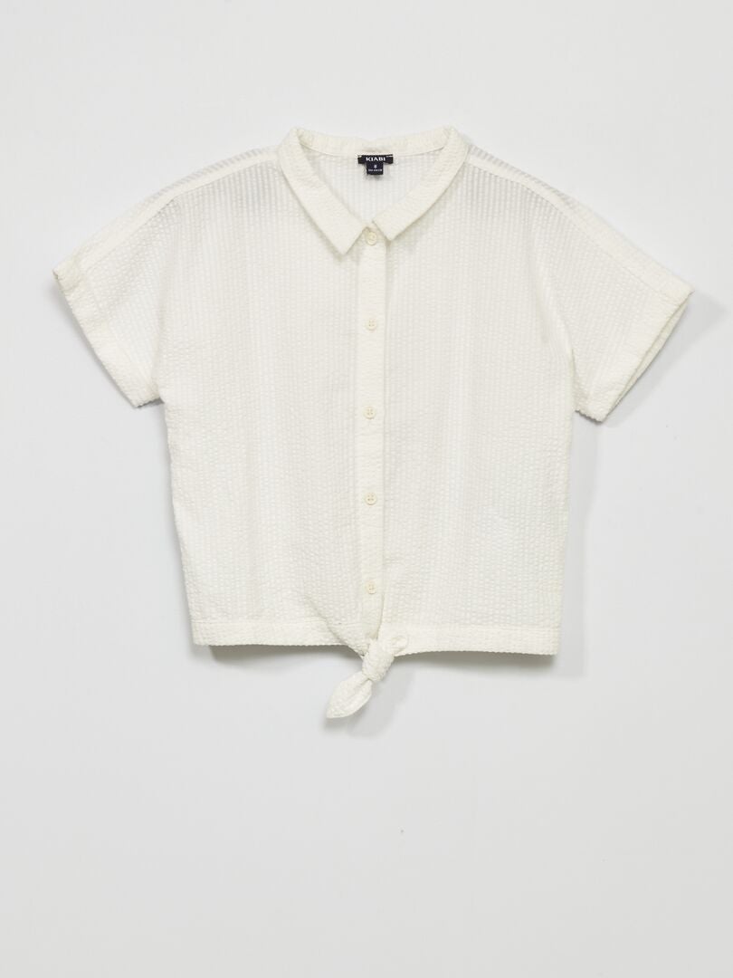 Camisa em malha gofrada Branco - Kiabi