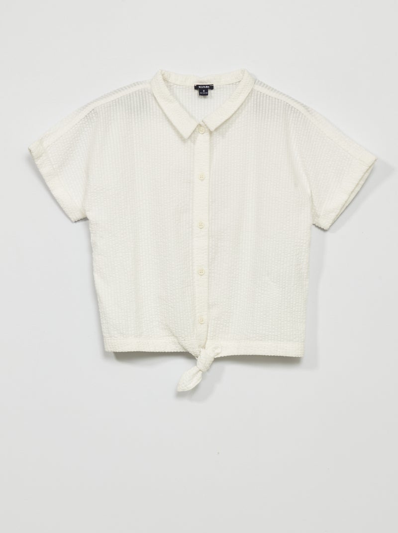 Camisa em malha gofrada Branco - Kiabi