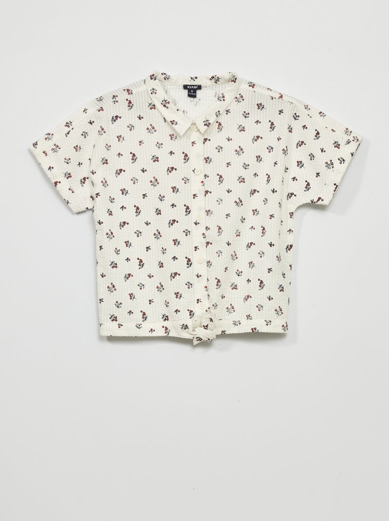 Camisa em malha gofrada BRANCO - Kiabi