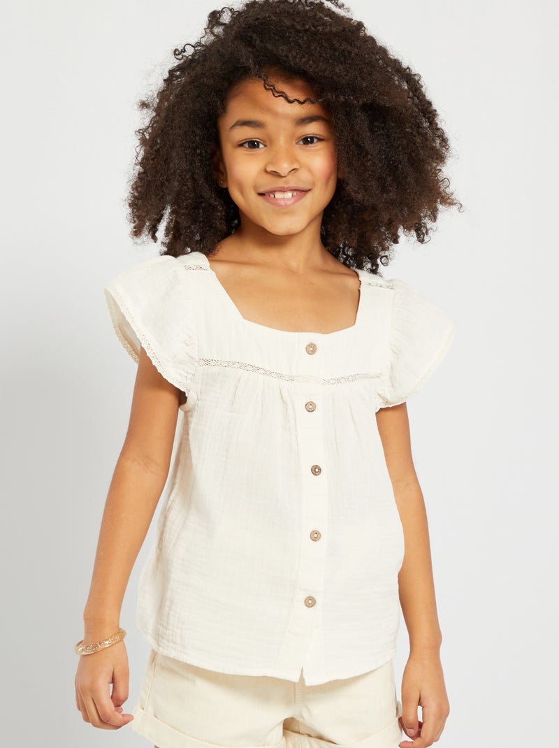 Camisa em malha gofrada BRANCO - Kiabi