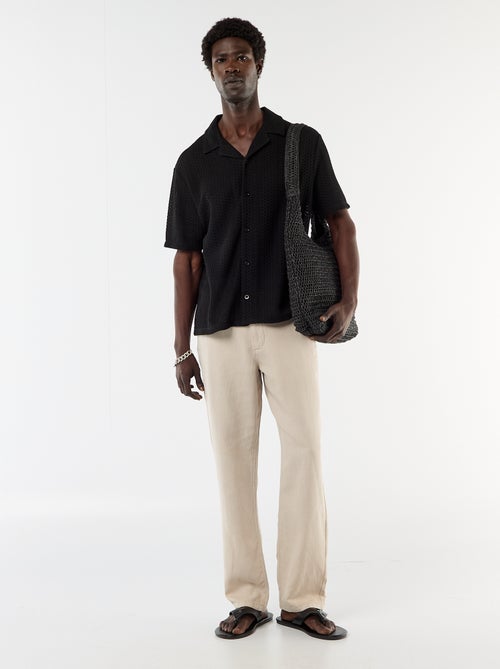 Camisa em malha perfurada de manga curta - Kiabi