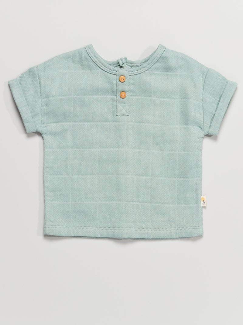 Camisa em malha piqué AZUL - Kiabi