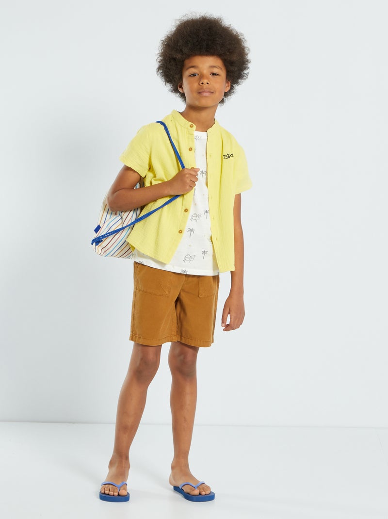 Camisa em malha relevo AMARELO - Kiabi