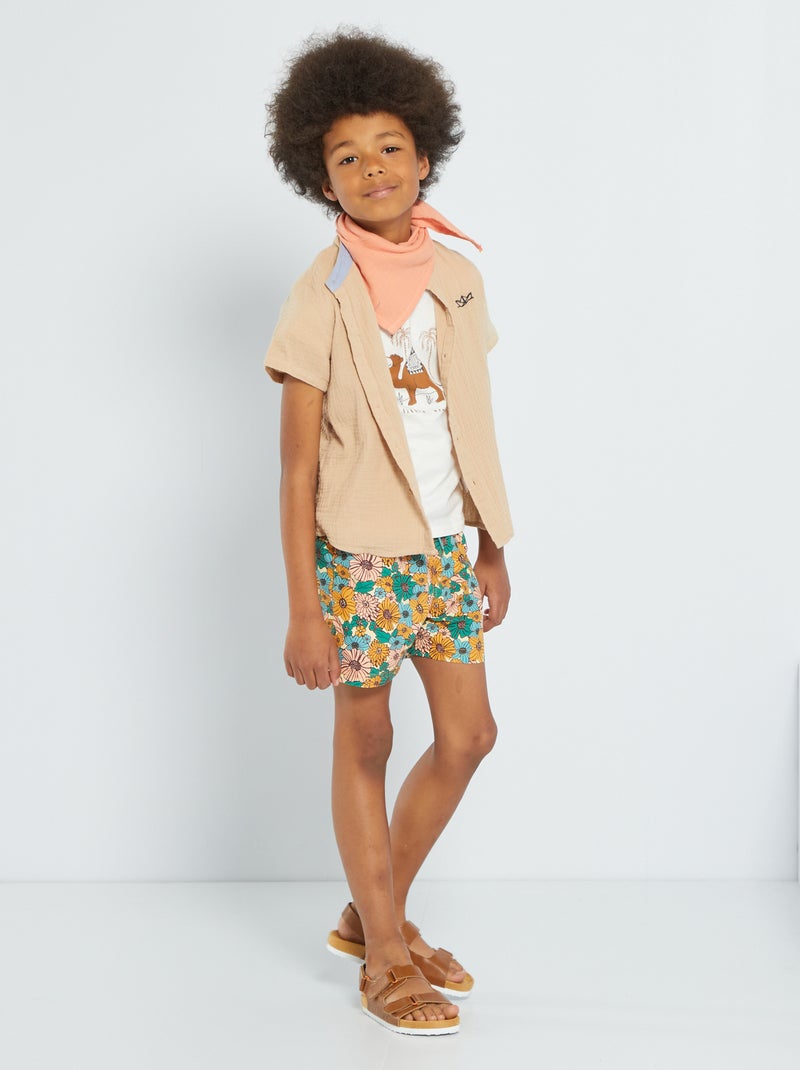 Camisa em malha relevo BEGE - Kiabi