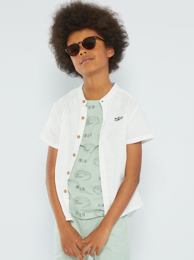 Camisa em malha relevo BRANCO - Kiabi