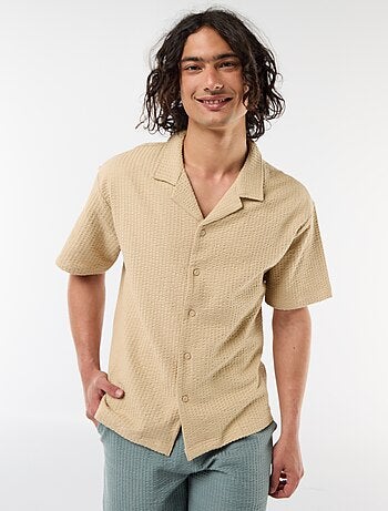 Camisa em malha waffle de manga curta