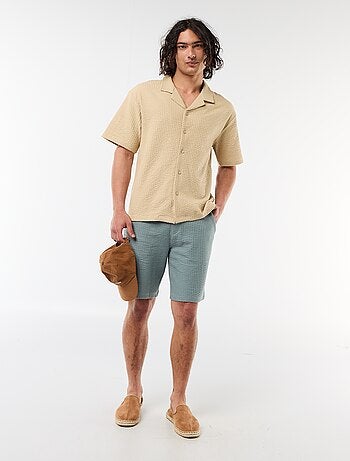 Camisa em malha waffle de manga curta