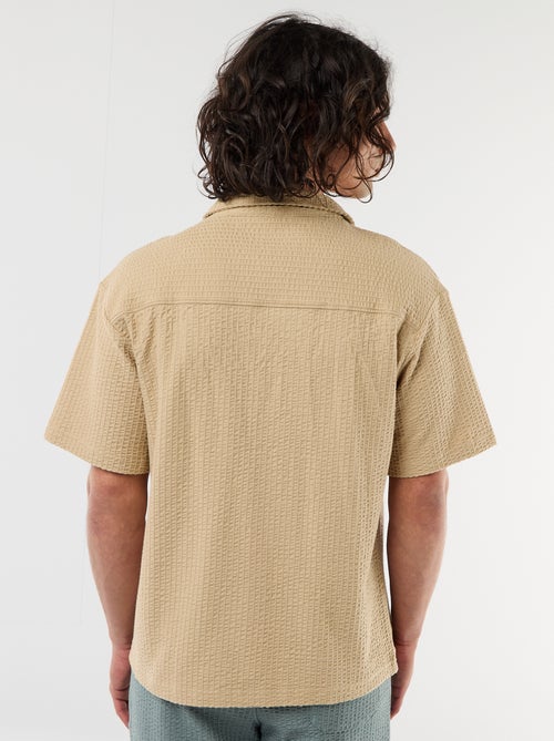 Camisa em malha waffle de manga curta - Kiabi