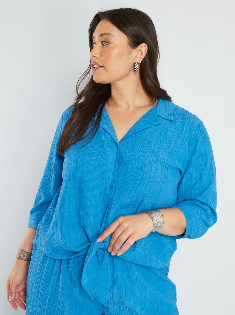 Camisa em material crepe AZUL - Kiabi